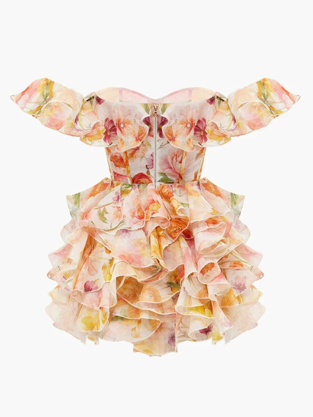 Zara Summer Off Shoulder Layered Ruffle Waist Dress - Picture 4 of 6
